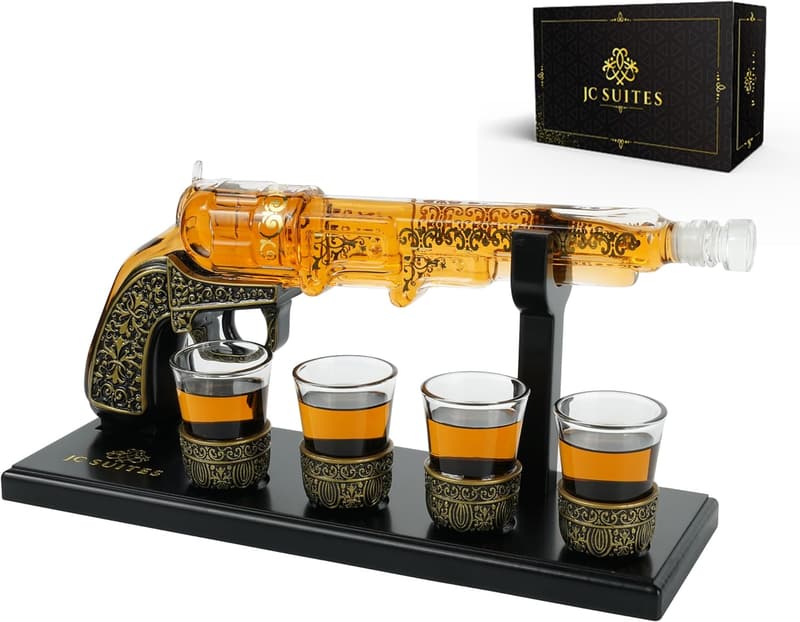 Luxury Whiskey Decanter Set with 4 Shot Glasses for Men