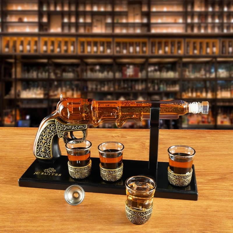 Luxury Whiskey Decanter Set with 4 Shot Glasses for Men
