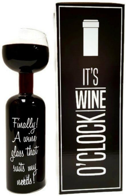 Wine O'Clock Wine Bottle Shaped Glass - Holds 750ml