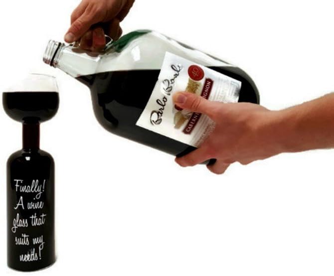 Wine O'Clock Wine Bottle Shaped Glass - Holds 750ml