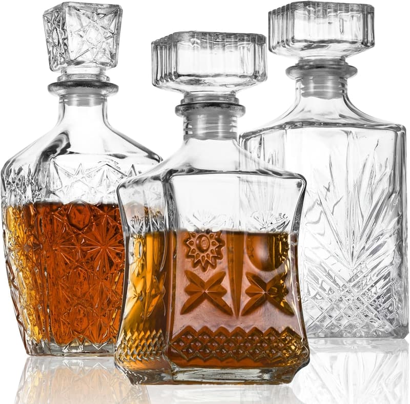 Whiskey Decanter Set - Unique Glass Bar Gift for Spirits