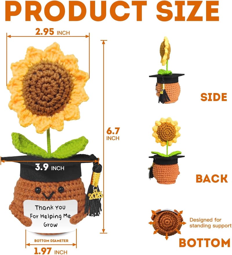 Handmade Crochet Sunflower Teacher Appreciation Gift