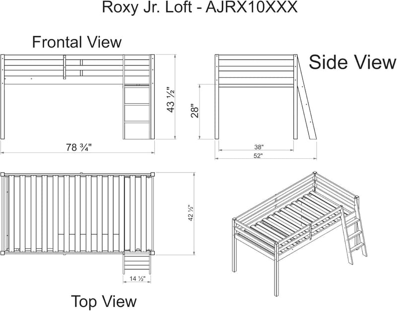 Pine Twin Loft Bed with Pink Tent & Washable Cover