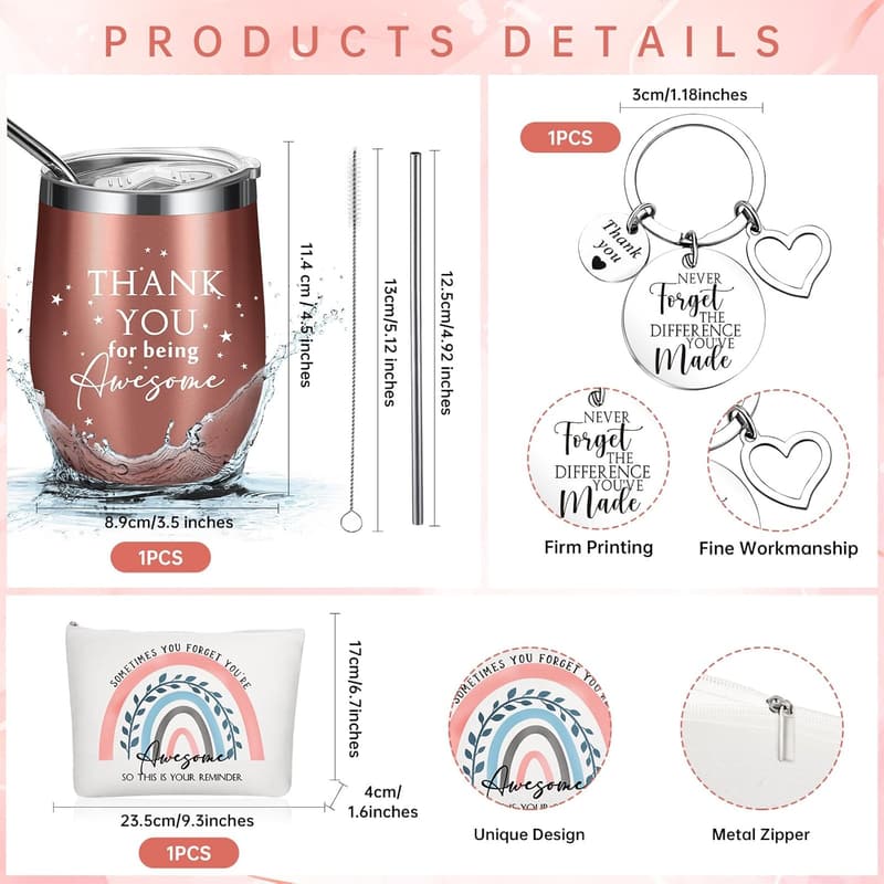 Employee Appreciation Stainless Steel Tumbler Gift Set for Women