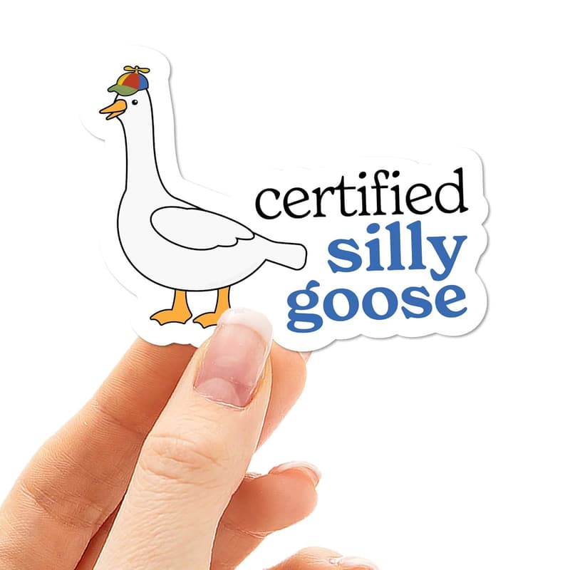 Silly Goose Sticker for Water Bottles - Cute Propeller Hat Decal