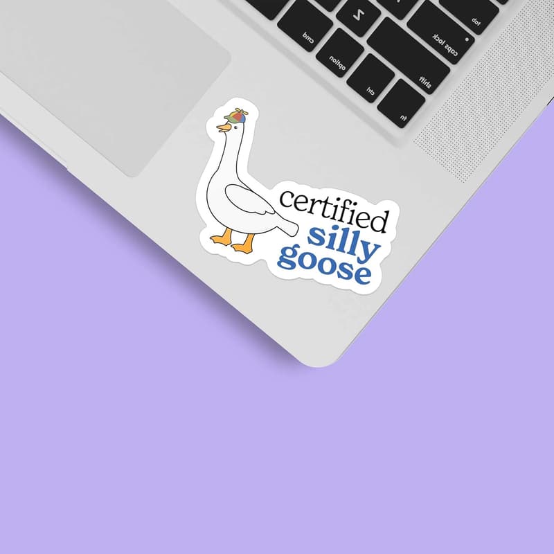 Silly Goose Sticker for Water Bottles - Cute Propeller Hat Decal