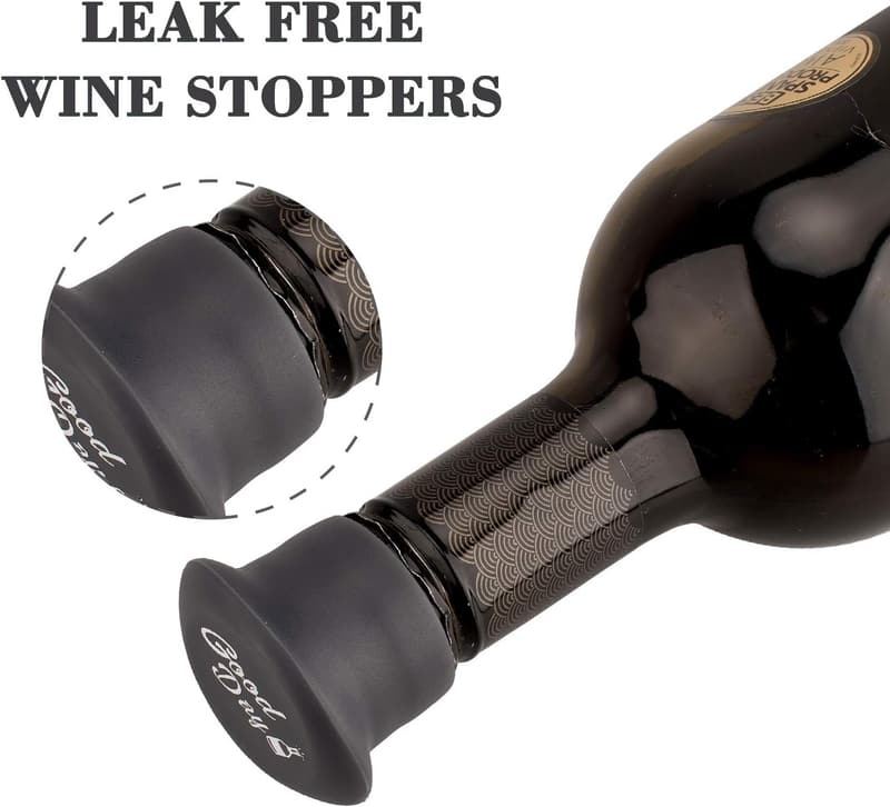 Funny Silicone Wine Stoppers Set – 8 Reusable Wine Accessories