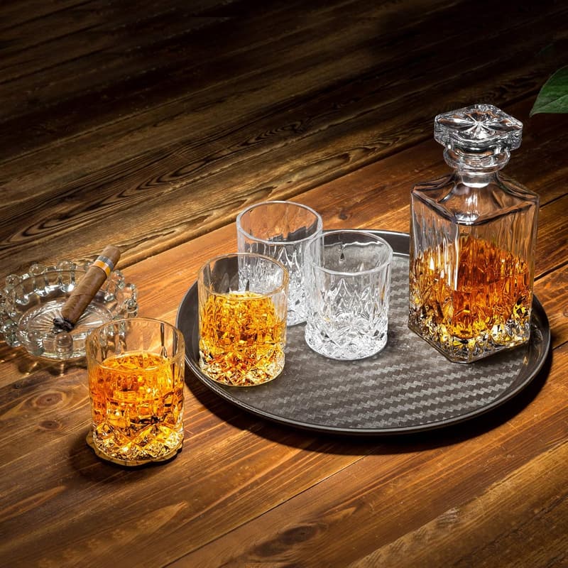 Whiskey Decanter Set in Gift Box - 5-Piece Crystal for Men