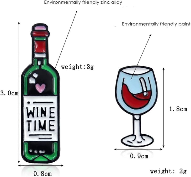 Wine Time Enamel Pins for Backpacks and Apparel