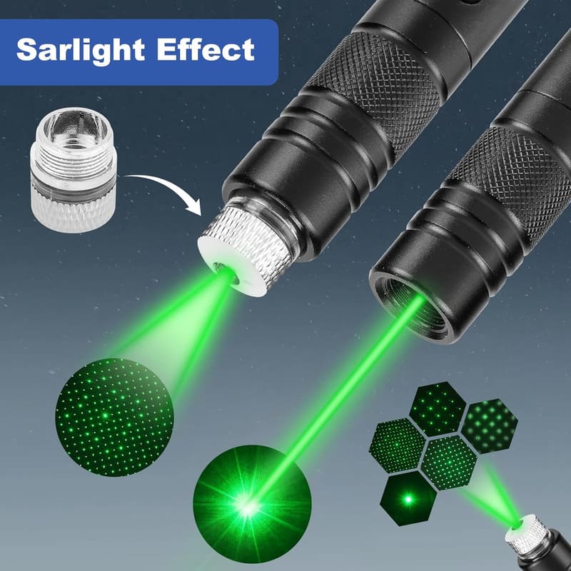 High Power Green Laser Pointer - Rechargeable USB for Outdoors