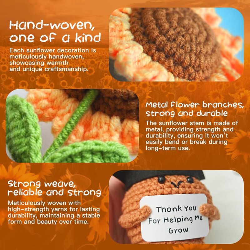 Handmade Crochet Sunflower for Teacher Appreciation Gifts