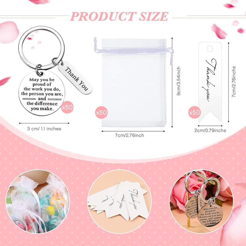 Employee Appreciation Keychain Set - 150 Thank You Gifts