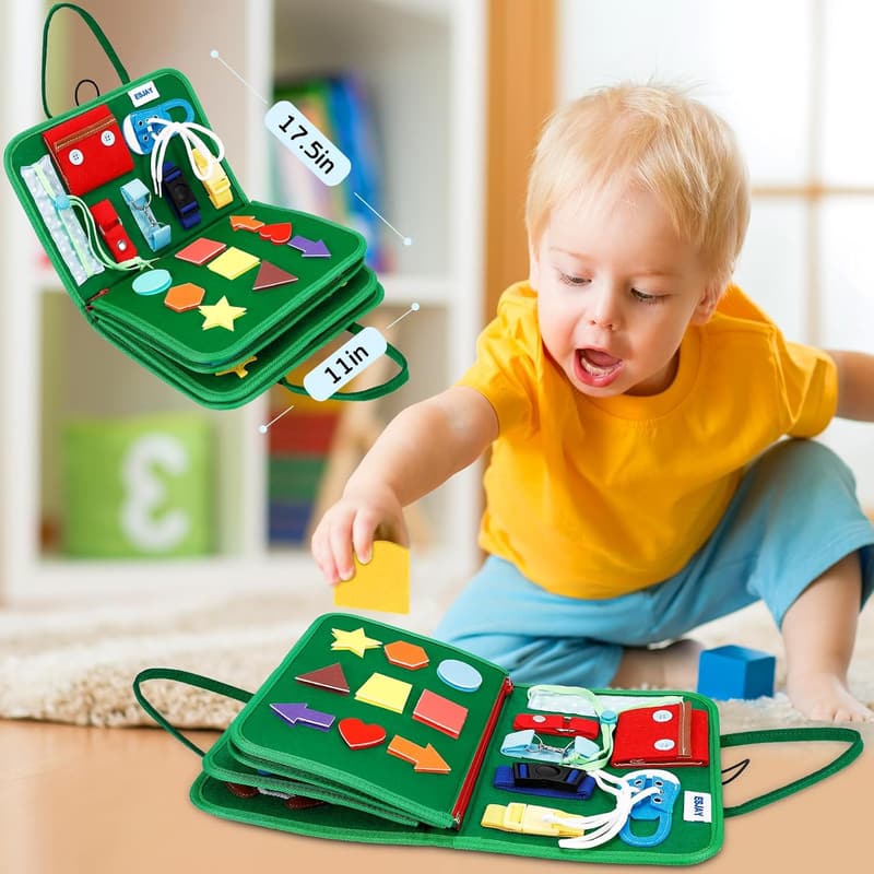 Montessori Sensory Board for Toddlers - Dinosaur Travel Toy