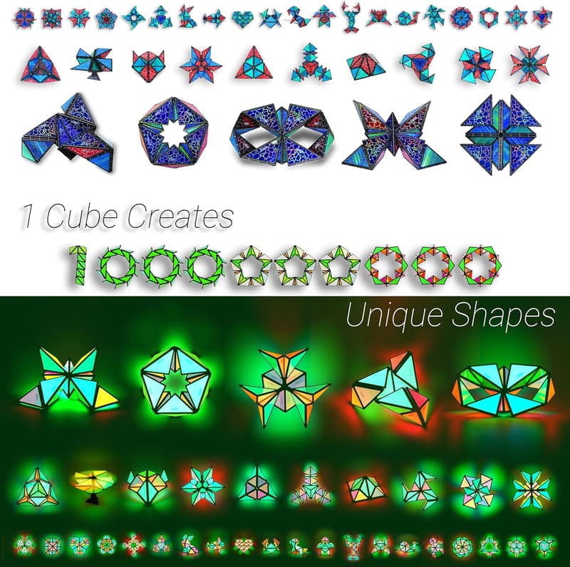 Glow-in-the-Dark Holographic Magnet Tiles Puzzle - 12 Pieces