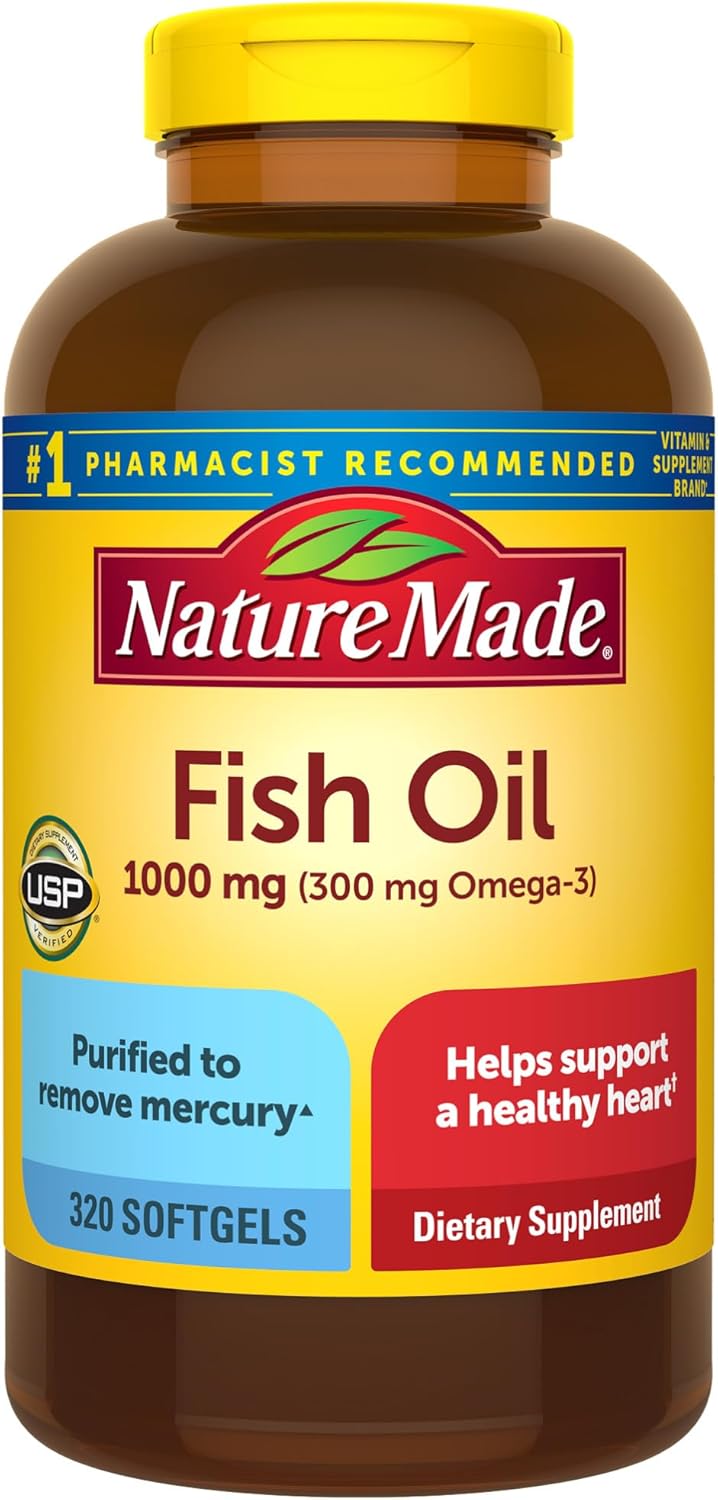 Nature Made Omega-3 Fish Oil Softgels, 1000mg, 320 Count