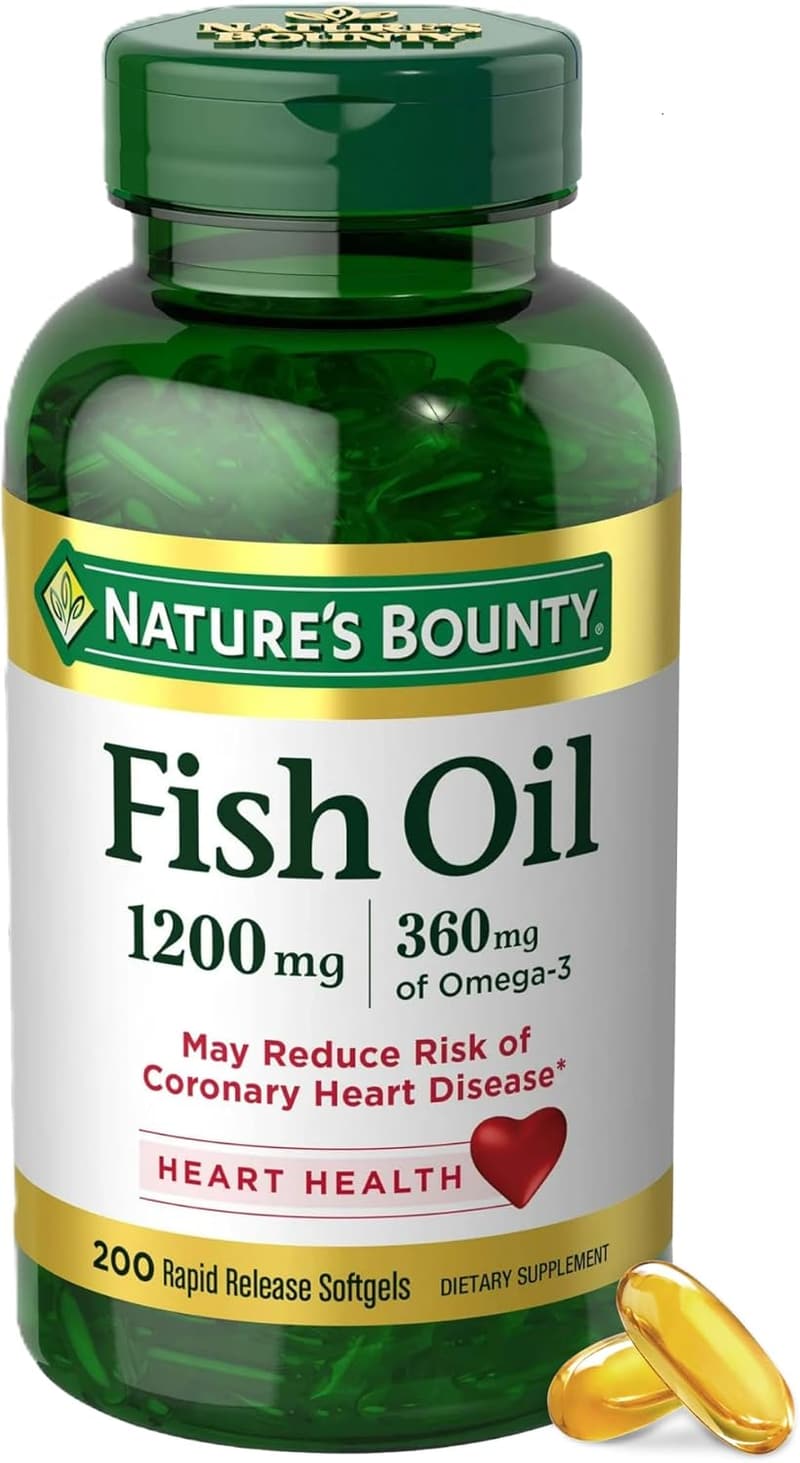 Nature's Bounty Omega-3 Fish Oil Supplements, 1200mg, 200 Softgels