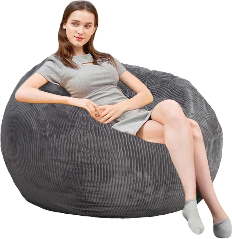 Luxurious 3Ft Faux Fur Memory Foam Bean Bag Chair for Adults