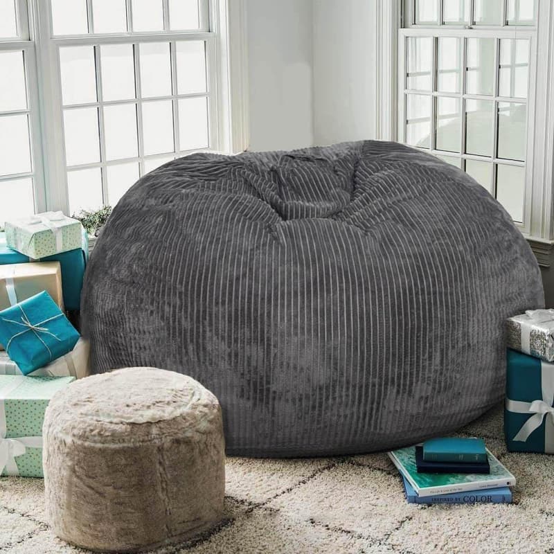 Luxurious 3Ft Faux Fur Memory Foam Bean Bag Chair for Adults