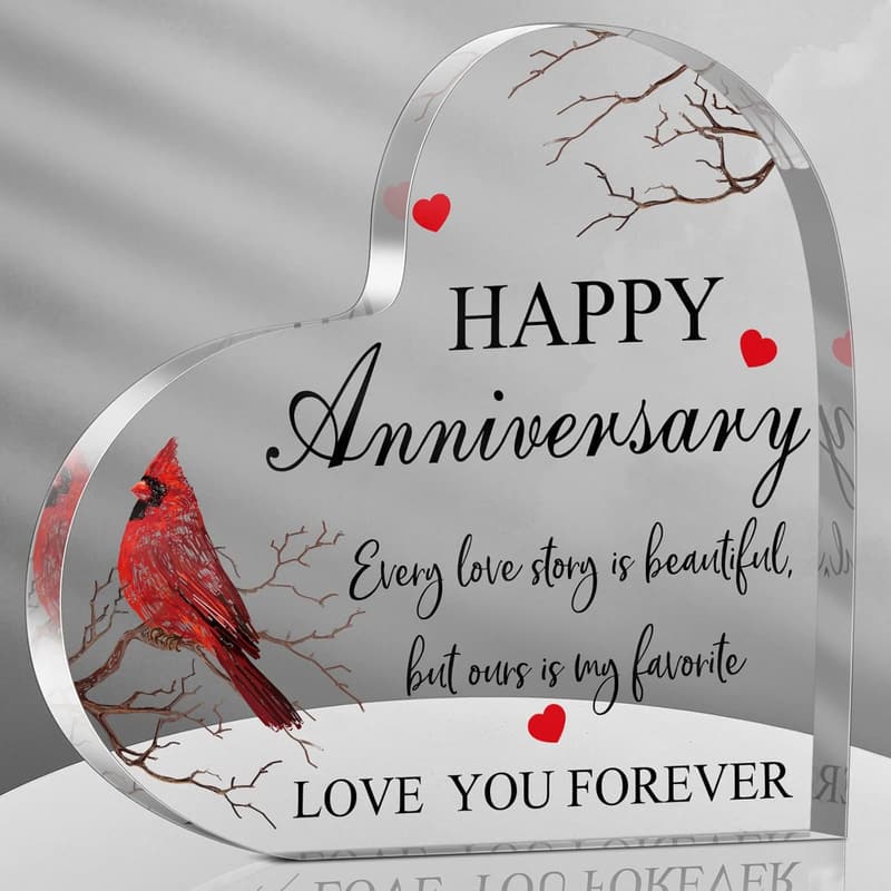 Happy Anniversary Cardinal Acrylic Gift for Couples
