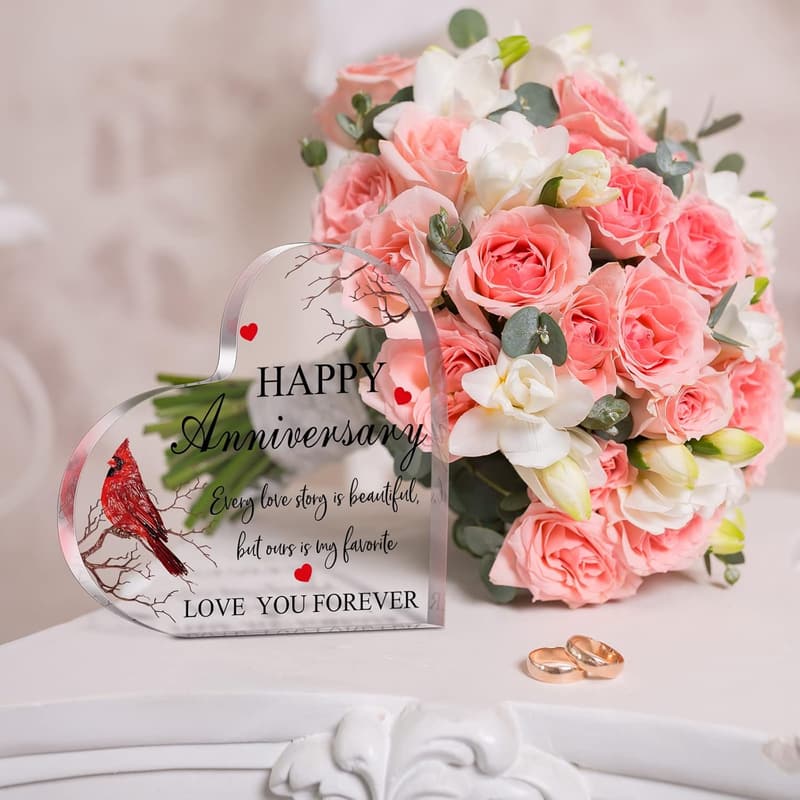 Happy Anniversary Cardinal Acrylic Gift for Couples