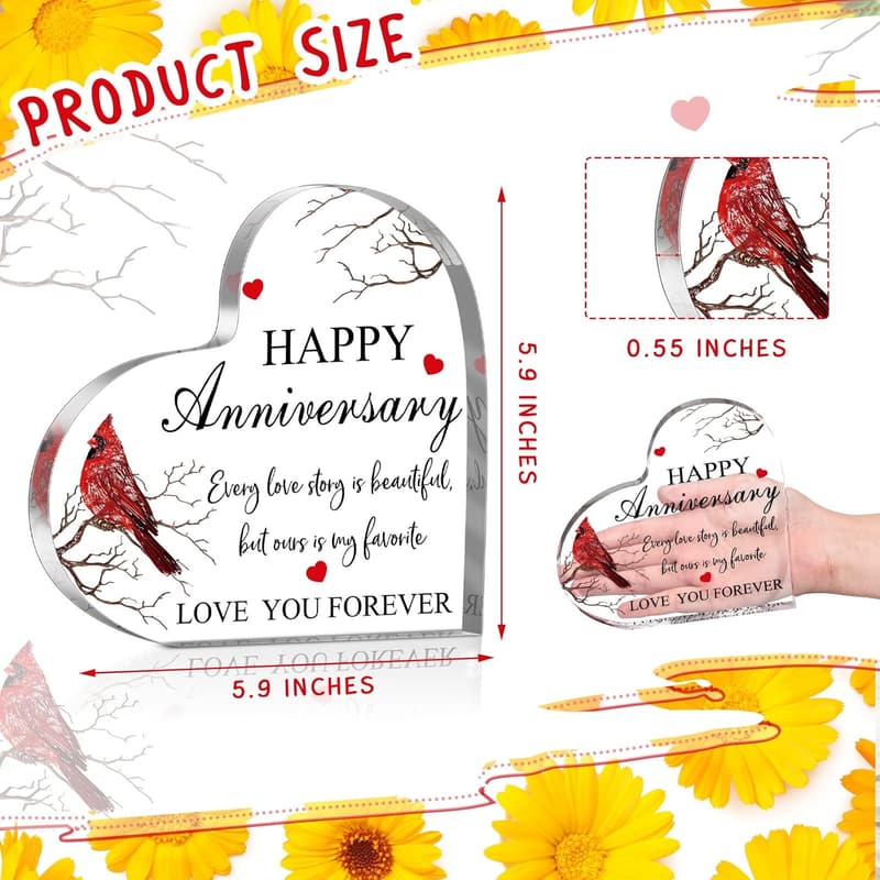 Happy Anniversary Cardinal Acrylic Gift for Couples