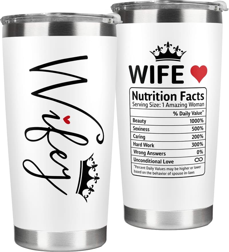 Wedding Anniversary Gift for Her - 20 Oz White Tumbler