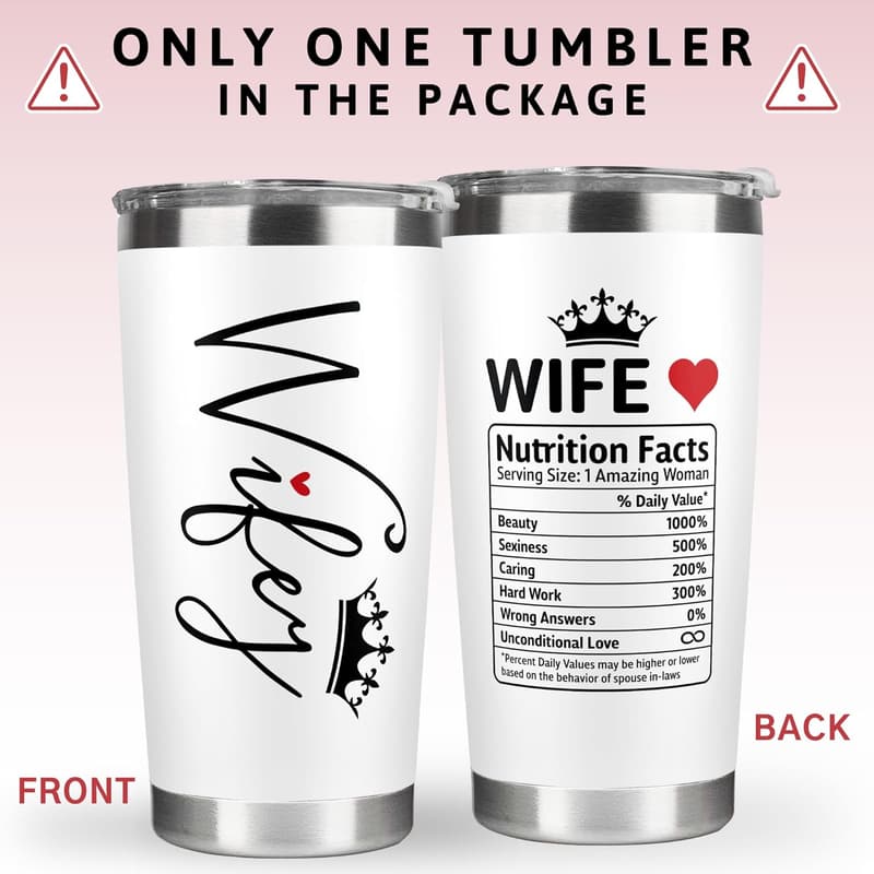 Wedding Anniversary Gift for Her - 20 Oz White Tumbler
