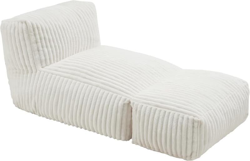 Large Memory Foam Bean Bag Chair for Adults - White