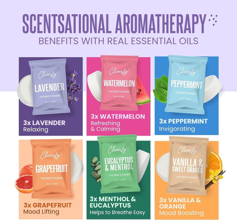 Aromatherapy Shower Steamers for Stress Relief – 18 Tablets