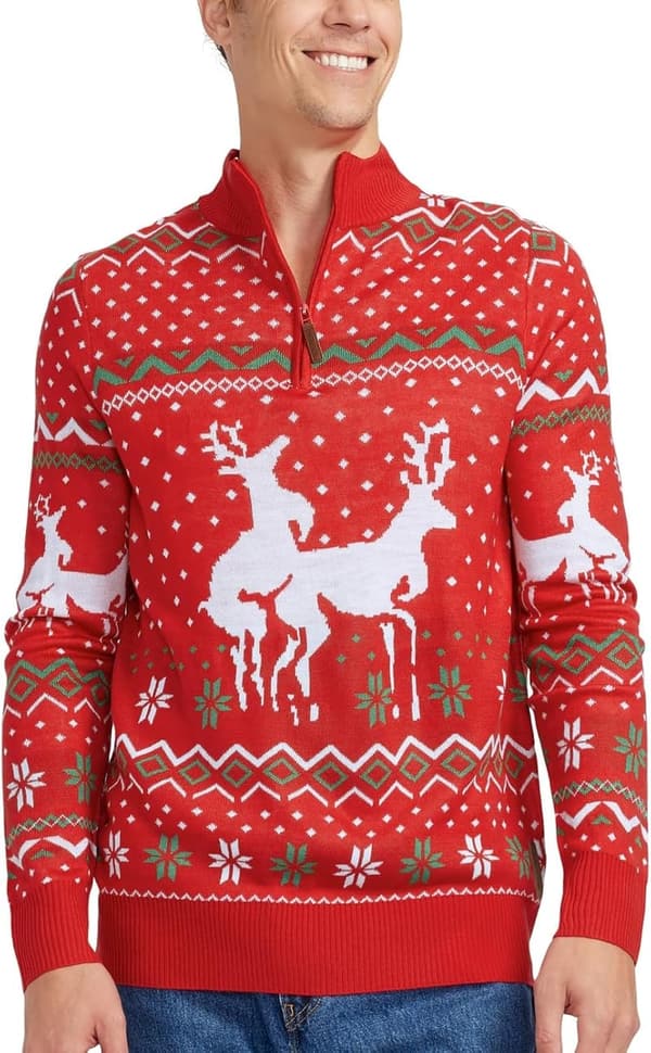 Funny Men's Ugly Christmas Sweater - Colorful Holiday Pullover