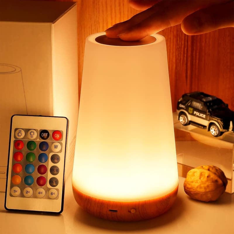 Dimmable Touch Night Light with 13 RGB Colors for Nursery