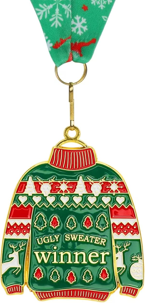 Ugly Sweater Contest Award Medal with Neck Ribbon