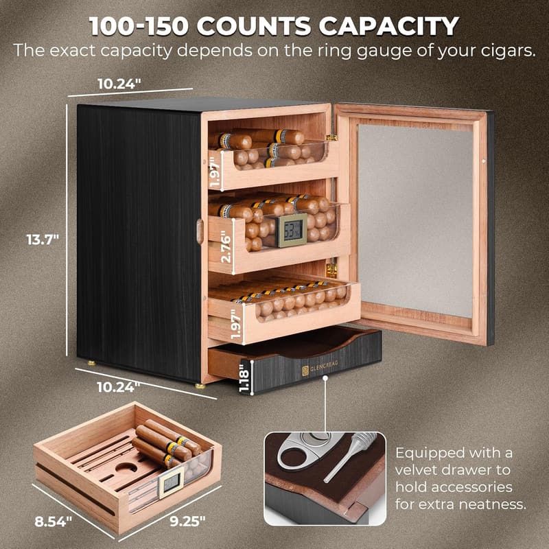 Cigar Humidor Cabinet with Spanish Cedar for Cigar Lovers