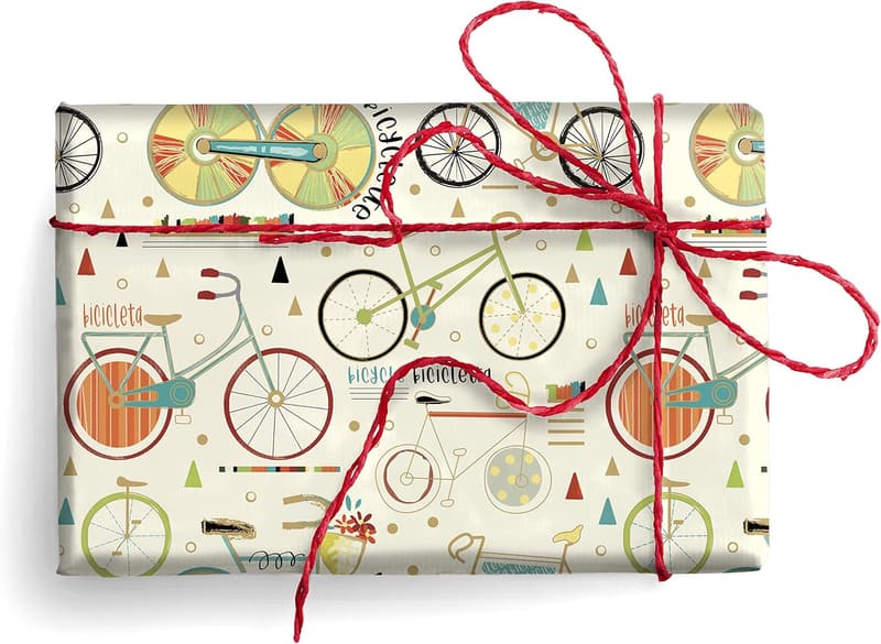 Bicycle Wrapping Paper Set - 4 Premium Sheets, 34 x 25 inches