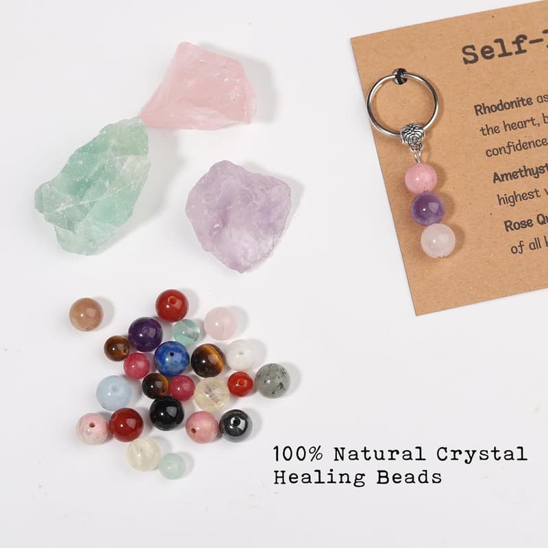 Healing Crystals Keychain for New Beginnings and Anxiety Relief