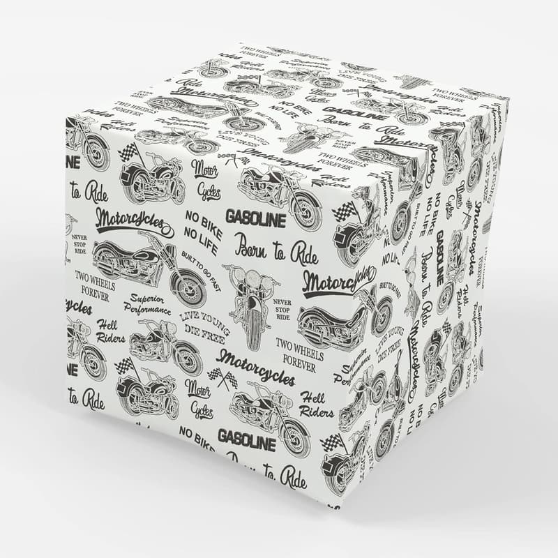 Motorcycle Gift Wrap for Men - 30x20 In, 3 Sheets
