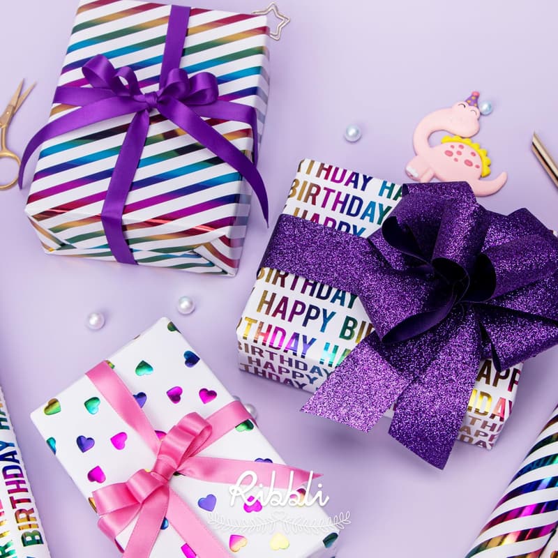 Happy Birthday Iridescent Gift Wrap (3 Mini Rolls)