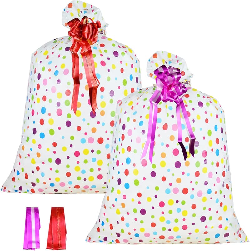 Oversized Plastic Gift Bags with Pull Flowers - 48
