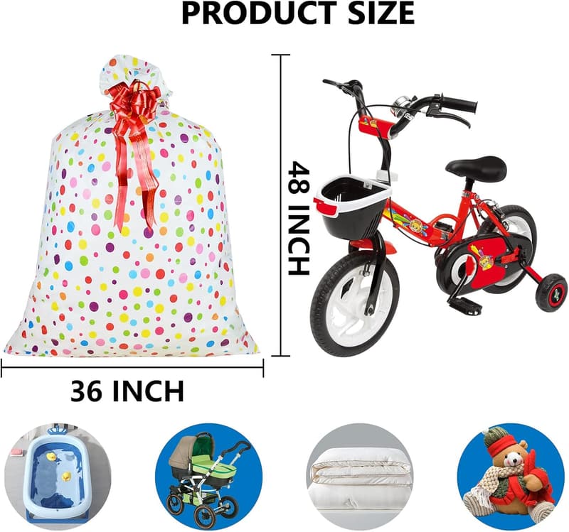 Oversized Plastic Gift Bags with Pull Flowers - 48