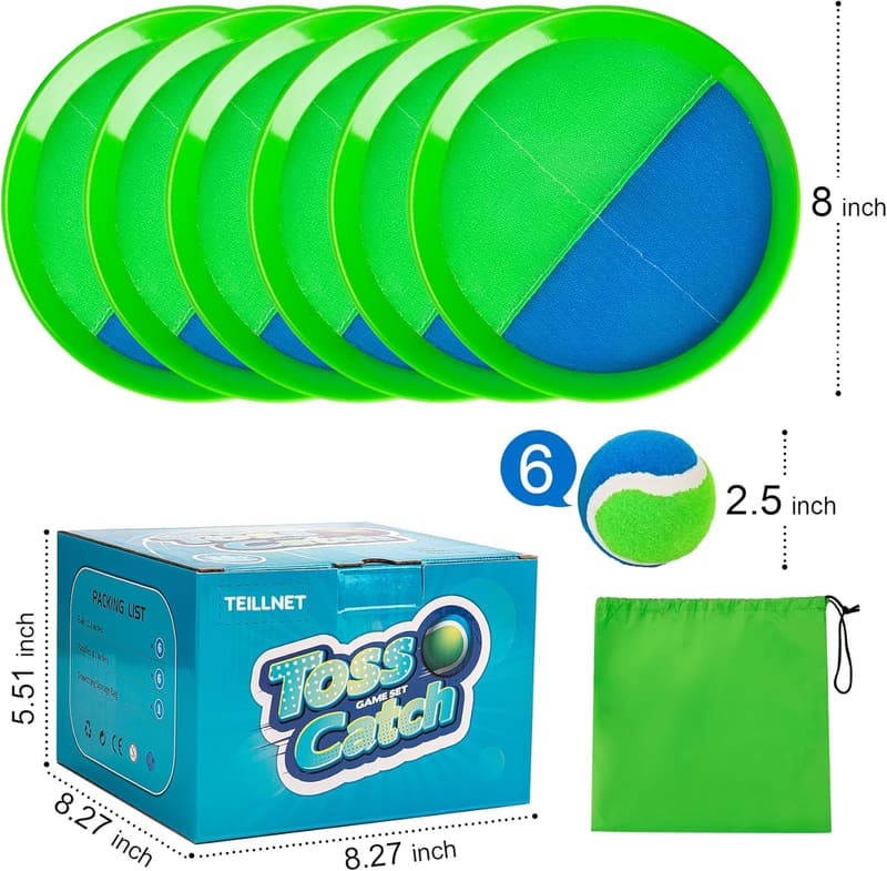 Toss and Catch Ball Set - 6 Pack - Sturdy Outdoor Indoor Game