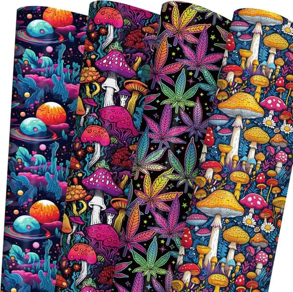 Colorful Magic Mushroom Wrapping Paper – Birthday Gift Wrap, 8 Sheets