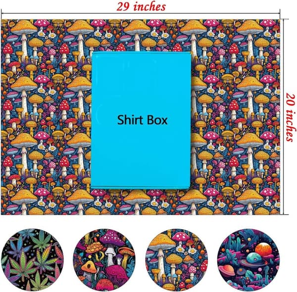 Colorful Magic Mushroom Wrapping Paper – Birthday Gift Wrap, 8 Sheets