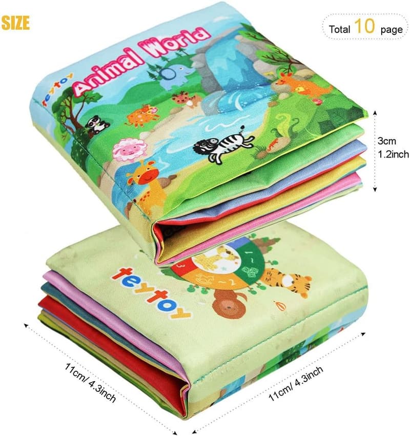 Baby Shower Soft Cloth Books Set - 6 Non-Toxic Fabric Toys
