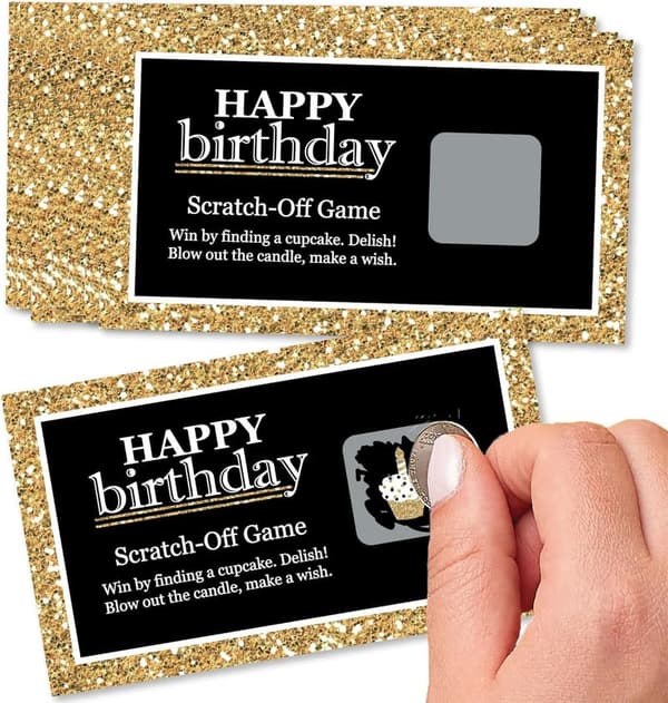 Happy Birthday Scratch-Off Game Cards - Gold - 22 Count