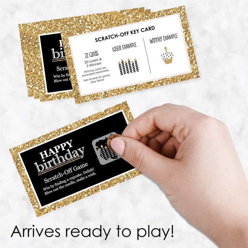 Happy Birthday Scratch-Off Game Cards - Gold - 22 Count