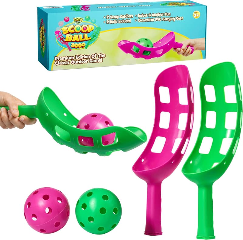 Outdoor Toss & Catch Ball Set for Kids - 2 Scoops, 2 Balls