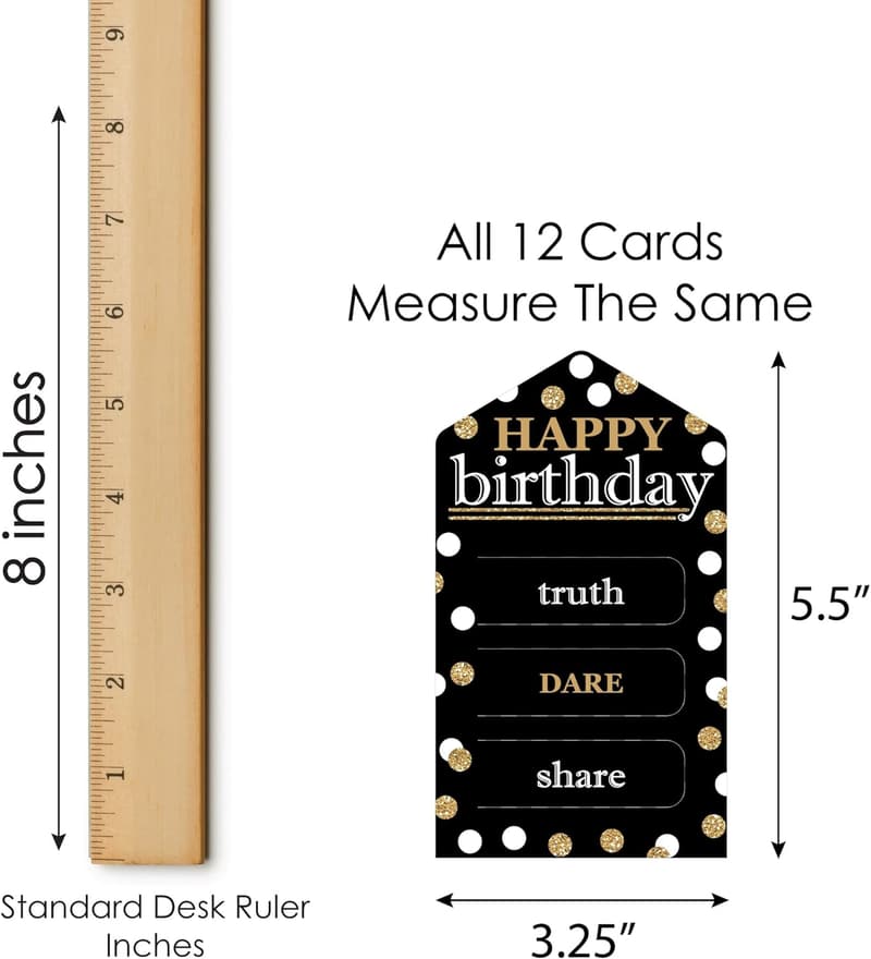 Birthday Party Pickle Cards - Gold - Set of 12 Truth or Dare Tabs