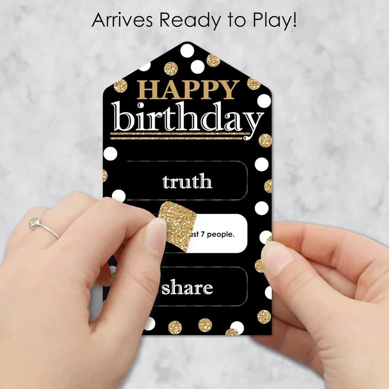 Birthday Party Pickle Cards - Gold - Set of 12 Truth or Dare Tabs