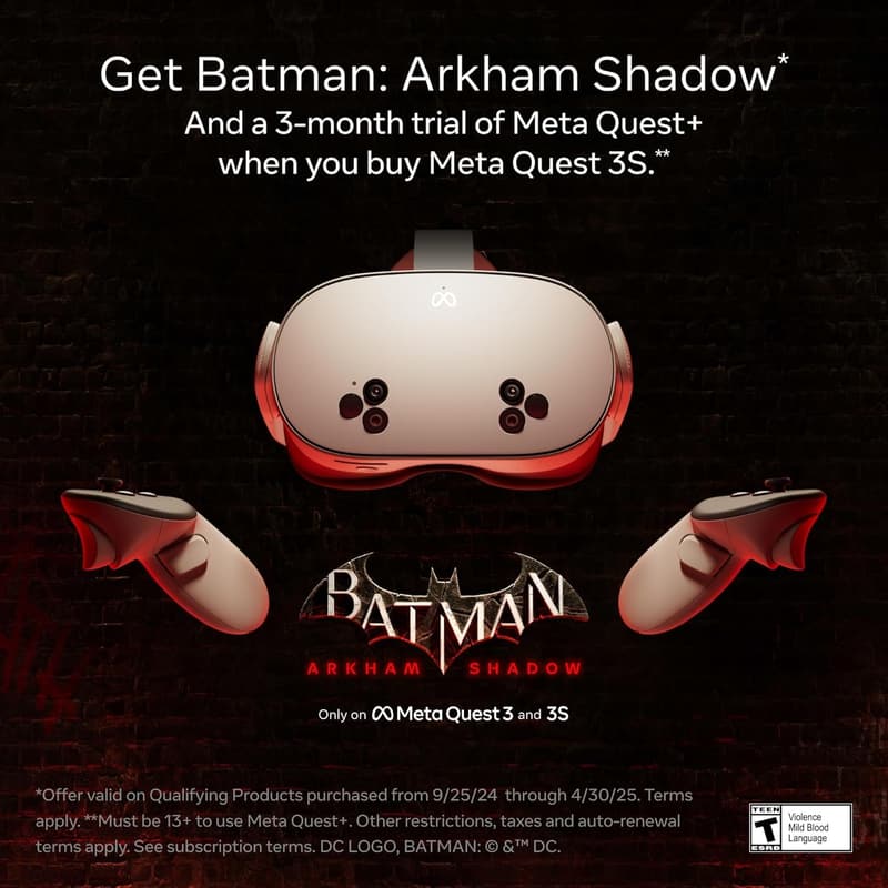 Meta Quest 3S 256GB All-in-One Headset with Batman Game & Trial