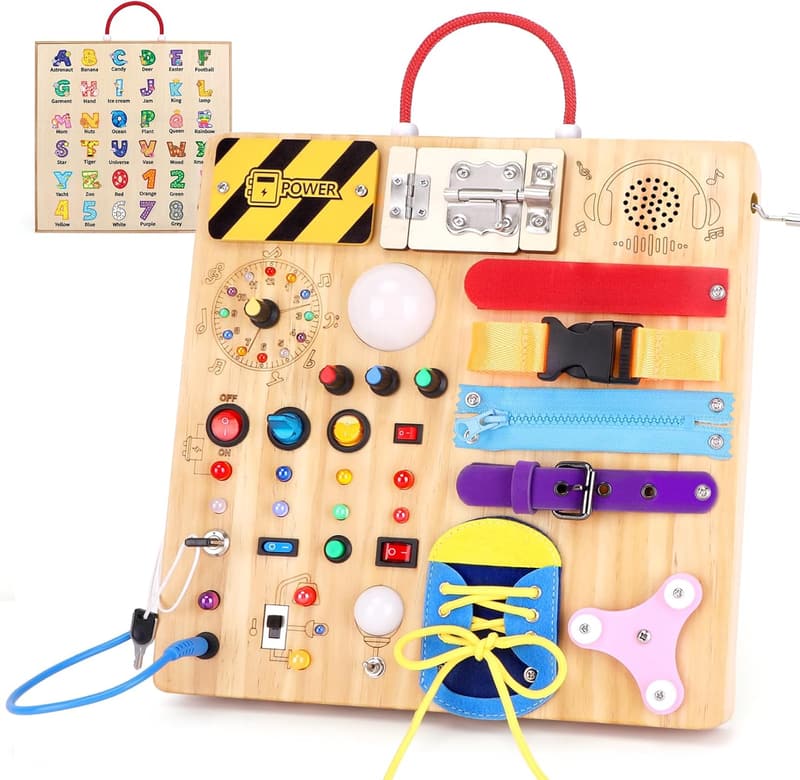Travel Montessori Busy Board for Toddlers and Kids with Autism